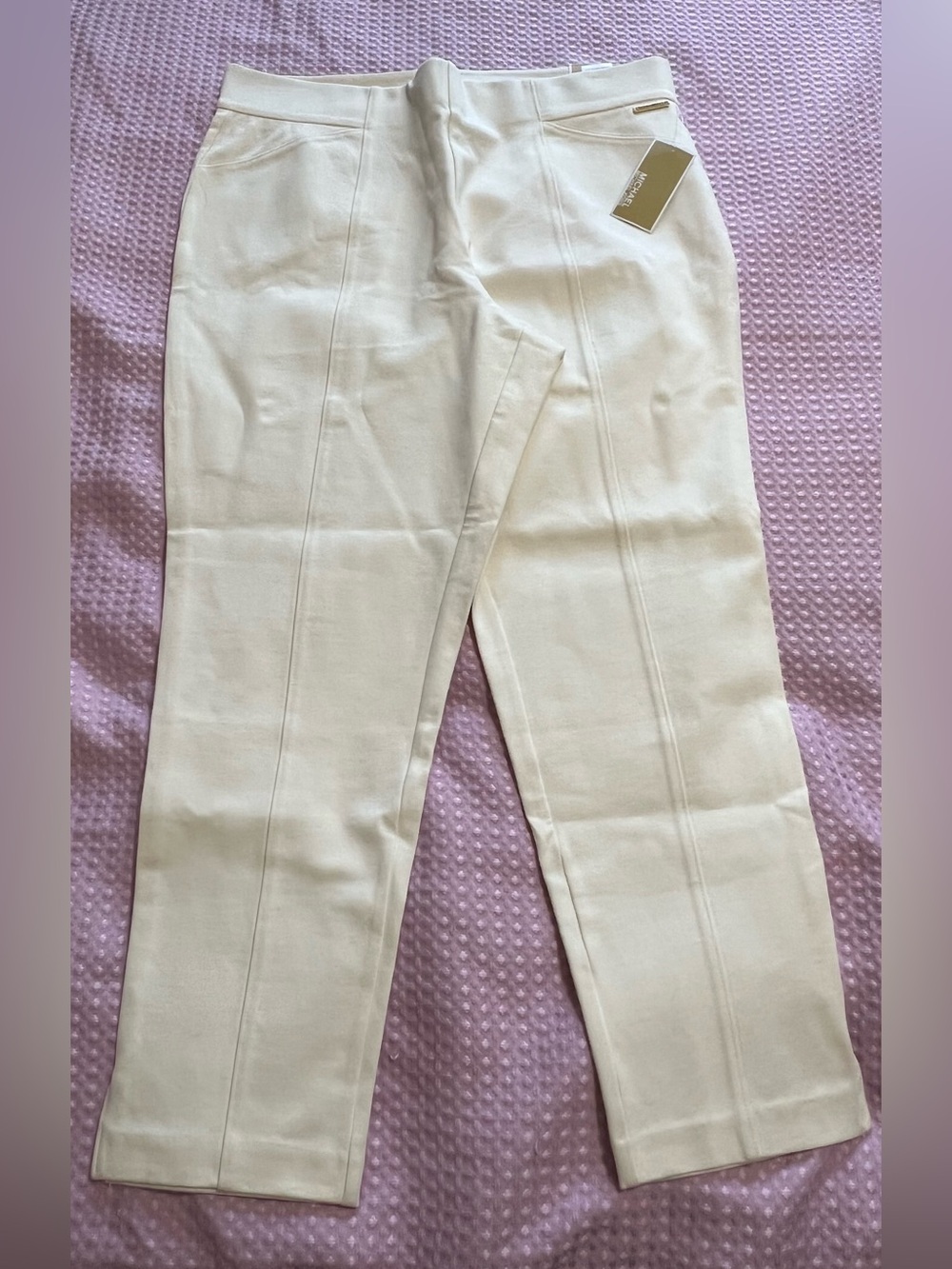 MICHAEL Michael Kors Cream Straight-Leg Pants